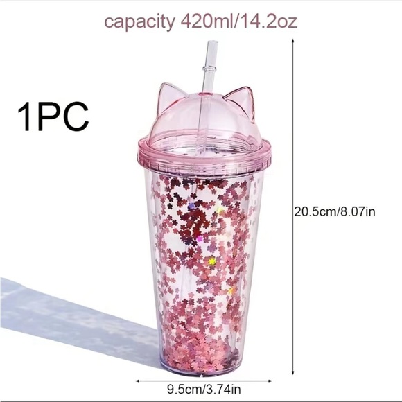 🌈 Kawaii Cute Rainbow & Cat Ear Tumbler
Cups With Straw & Lid - Picture 10 of 16
